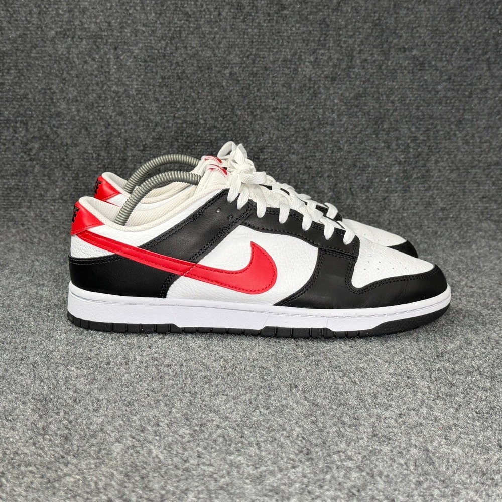Nike Dunk Low Retro Red Swoosh Panda Shoes Men's 11 White Black Athletic Sneaker